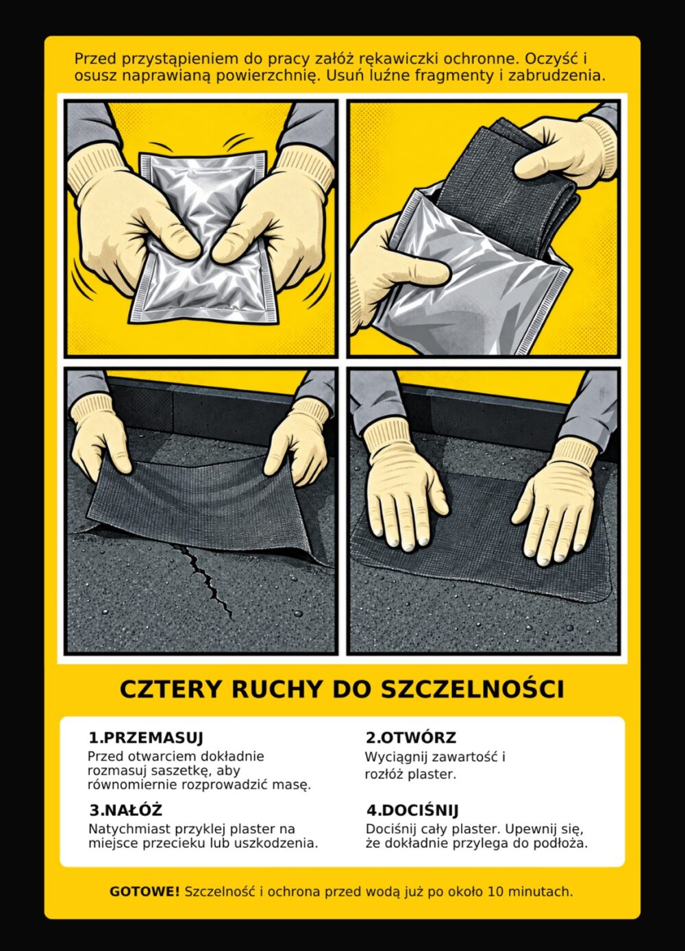 Plaster naprawczo-uszczelniający elastyczny z żywicy poliuretanowej 15 x 20 cm